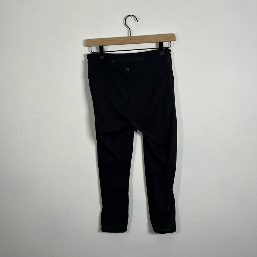 Athleta Lightning Capri Cropped Leggings Mesh Side Black Small - Picture 4 of 5